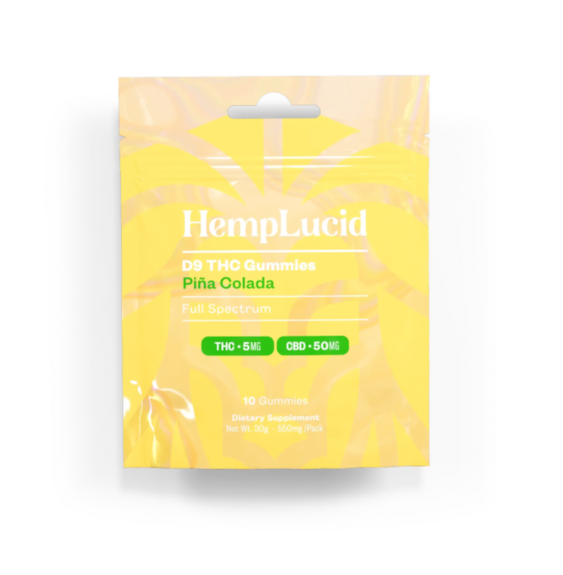 Hemp Lucid Piña Colada Delta 9 THC 5mg + CBD 50mg Gummies 10 pack