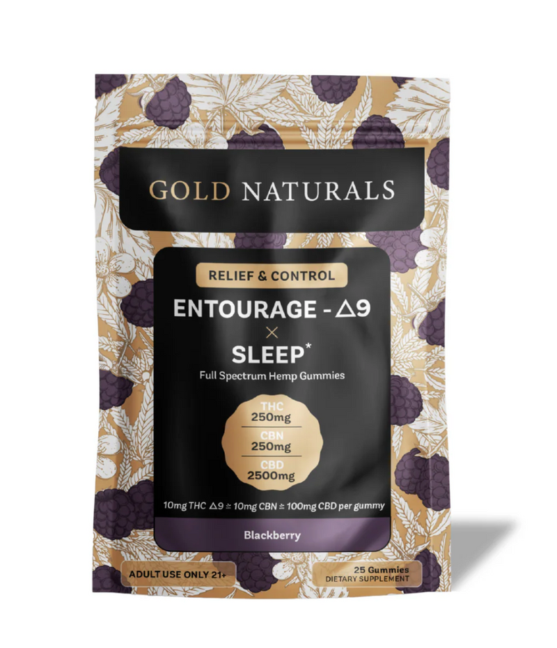 10mg Gold Naturals Entourage D9 x Sleep Gummy 25 Count