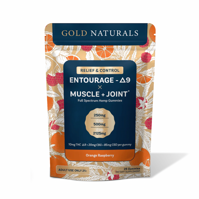 Gold Naturals Entourage Δ9 x Muscle + Joint Gummy 25 Count